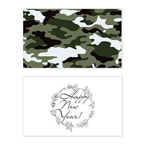 Tarjeta de felicitación conmemorativa de Año Nuevo con diseño de camuflaje llena de buenos deseos
