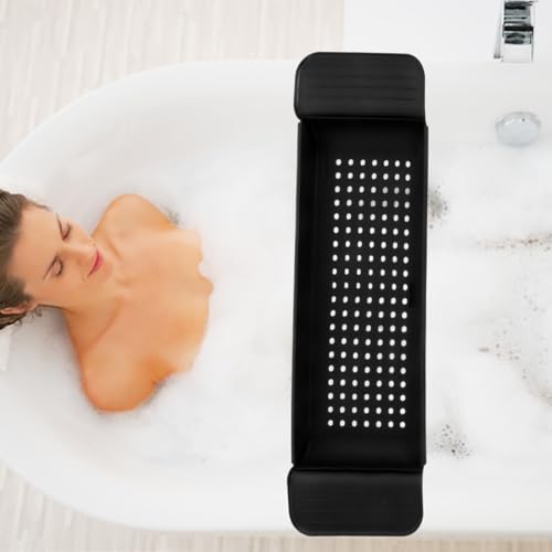 Support réglable de baignoire plastique noir plateau extensible anti-chute verre - 5