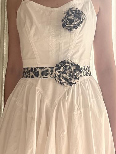 Leopard print dress sash belt removable flowers4