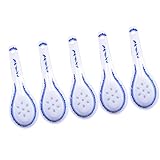 Luxshiny 5st Asiatischer Löffel Aus Keramik Blauer Weiße Und Blaue Suppenlöffel Wan-tan-suppenlöffel Keramikbesteck Chinesischer Kochwein Suppenlöffel Einweg Heften Getränke Zuckerlöffel