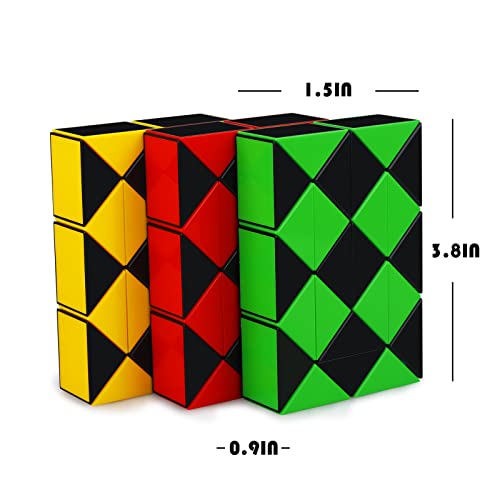 Ganowo Sensory Fidget Snake Cube Twist Magic Puzzle Toys, Puzzle Game Set For Boy Girl,Goody Bag Filler Birthday Gift Bulk Pack Of 3 Assorted Colors #TOP5