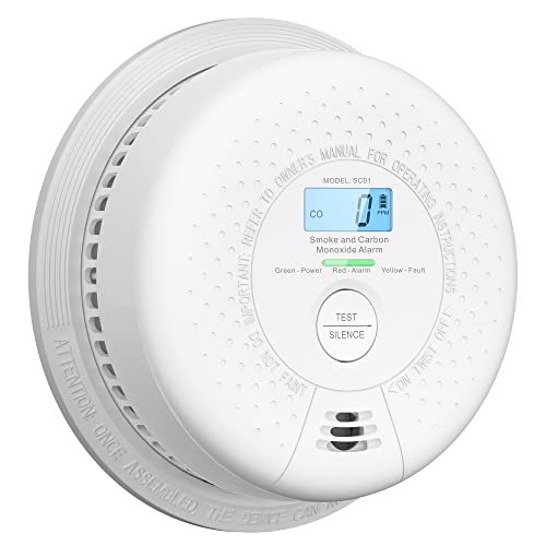 X-Sense Smoke Detector Carbon Monoxide Detector Combo, 10-Year Battery Smoke Detector with Display, Standalone Model SC01, Single Pack Standalone Mode