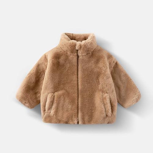 High Neck Coat for Boys Girls Full Zip Fluffy Plush Fleece Thick Jacket with Pockets Winter Warm Casual Comfy Outwear2