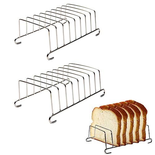 Soporte para tostadas de 8 rebanadas, estante para pan y tostadas de acero inoxidable, soporte para pan de desayuno, estante rectangular para pan, accesorios para freidora de aire