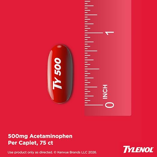 Image of Tylenol Extra Strength Liquid Gels, 500mg Acetaminophen, 75 Ct | Pain Reliever & Fever Reducer for Adults, Fast-Acting Liquid Gel Capsules, For Headaches & Other Minor Pain Relief