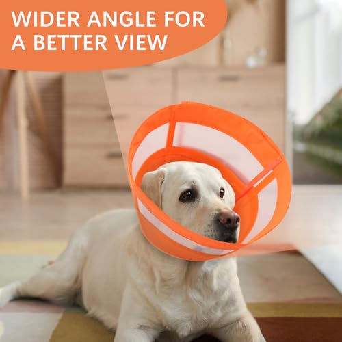 Image of ASENKU Dog Cone Collar, Soft Adjustable Cone for Dogs to Stop Licking, Lightweight Recovery Dog Cone After Surgery, Pet E-Collar for Small, Medium & Large Dogs(Orange, S)