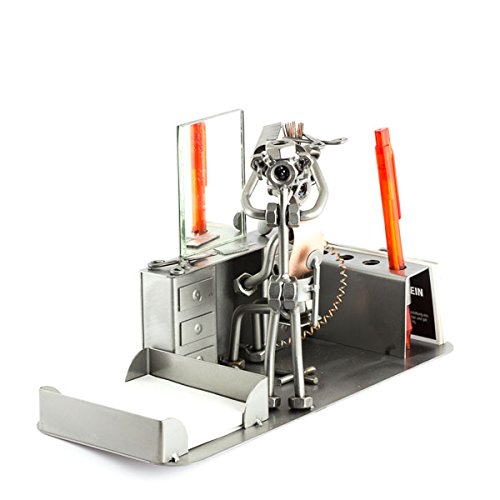 Steelman24 Schraubenmännchen Friseur mit Büro | Made in Germany,Handarbeit,Geschenkidee,Stahlfigur,Metallfigur,Metallmännchen