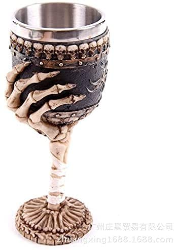 Skeleton Goblet Wine Chalice Skull Mug Gothic Cup Stainless Steel Skull Beer Cup Novelty Decorative Beer Tankard Halloween Party Bar Home Decoration Cup Men Christmas Birthday Gifts Father's Day Gift