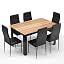 Oak Black Table and Black Chairs