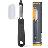 Pelapatate girevole Deiss PRO Premium - Pelapatate affilato in acciaio inox con facile impugnatura antiscivolo, pelapatate per cucina, frutta, carote, mele, verdure, kiwi, resistente e lavabile