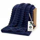 Bedsure GentleSoft Navy Blue Fleece Blanket for Couch - Cozy Soft Blankets for Women, Cute Small Throws for Girls, Navy, 50x70 Inches