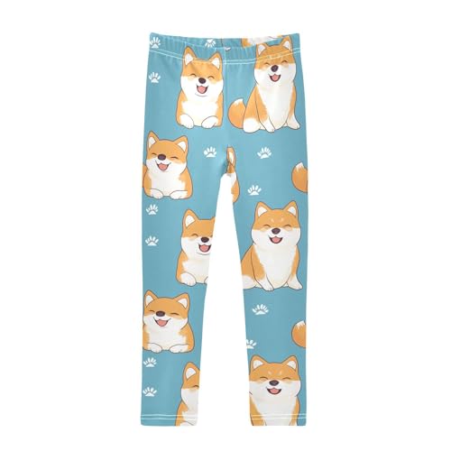 Dog on Blue Girls Leggings,Workout Leggings for Girls Toddler Athletic Legging Size for 3-10T