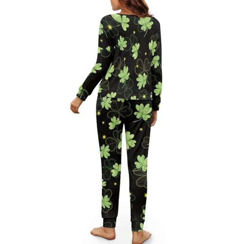 Image of Womens Lounge Set Long Sleeve Soft Pajama Sets Casual 2 Piece Pj Outfit Crewneck Sleepwear with Pockets Plus Size