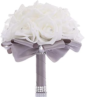 TRUE LOVE GIFT Wedding Bouquet, Bridesmaid Toss Bouquet Hand Made Artificial Rose Flowers