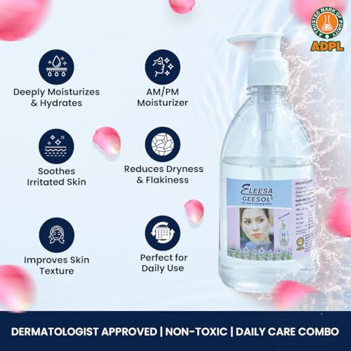 Image of Eleesa Premium Skincare Combo Pack, Eleesa Rose Water 500ml with Eleesa Geesol Glycerin Pack 500g with Dispensor