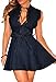 Zkess Women's Sleeveless / Long Sleeve Low Neck Denim Belted Skater Dress Medium Size Dark Blue