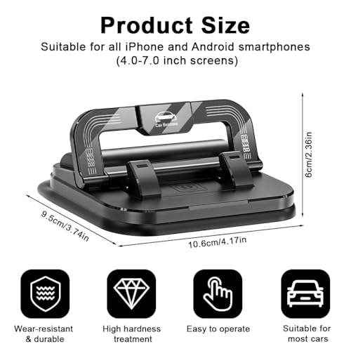 Image of STHIRA 2 in 1 Car Phone Holder 360 Degree Rotation, Car Navigation Dashboard Mount Adjustable, Anti-Slip Desk Phone Stand Compatible with iPhone, Samsung, Android Smartphones, GPS Devices and More