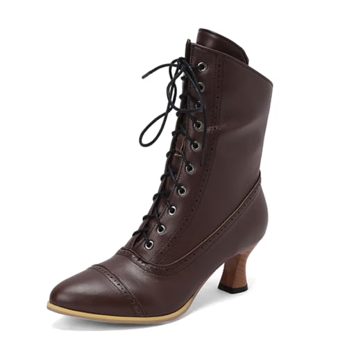 Bottines rétro à lacets marrons pour costume historique et style gothique victorien