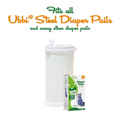 Disposable Diaper Pail Refills Compatible With Ubbi Diaper Pail | Diaper Pail Refill Bags Made With Recycled Material | Fresh Powder Scent For Odor Control | Disposable Diaper Trash Bags (75 Count) #TOP3