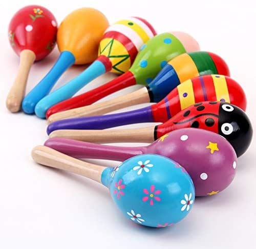 10 Pcs Wooden Egg Shakers Maracas Percussion Musical Egg for Easter Basket Stuffers, Easter Egg Fillers, Musical Instrument, Easter Hunt(Assorted Colors)