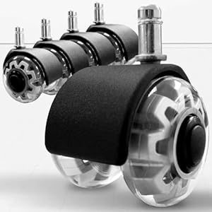 MotionGrey – Premium Dual Office Chair Wheels Replacement for Hardwood Floors, Chair Casters Replacement, Heavy Duty Desk Chair Wheels for Replacing Chair Mat, Rollerblade Casters