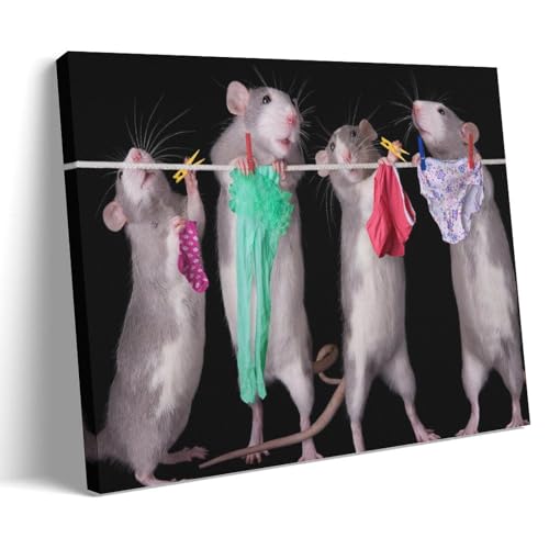 YAPING Ropa interior con estampado de ratones de animales salvajes hojas divertidas póster decoración 40 x 60 cm (16 x 24 pulgadas)