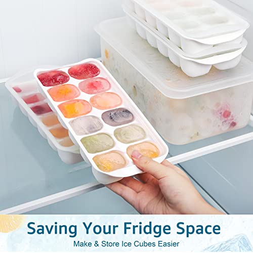 Icexxp 4 Pack Ice Cube Tray With Lid And Bin, Ice Cube Trays For Freezer With Ice Box, Silicone Ice Trays With Ice Container For Cocktails, Stackable Ice Tray With Storage Ice Bucket, Ice Tong & Scoop #TOP6