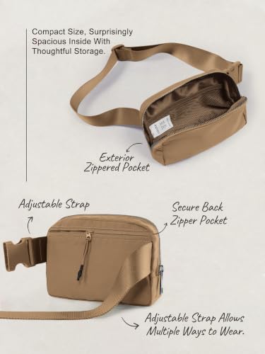 Image of ODODOS Unisex Mini Belt Bag with Adjustable Strap Small Fanny Pack for Workout Running Traveling Hiking, Caramel
