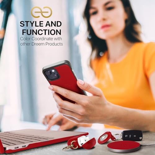 Image of dreem Fibonacci Compatible with iPhone 14 Plus Wallet case / 2-in-1 Shockproof case and Detachable Vegan Leather Folio, MagSafe Compatible, RFID Protection [Red]