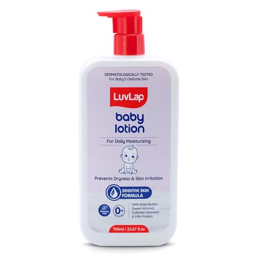 Image of LuvLap Baby Lotion with Milk Protein - 700ml, Suitable for Baby's Delicate Skin, 24 Hour Protection for Sensitive Skin, Shea Butter and VIT E, Paraben Free, Sweet Almond Oil, Dermatologically Tested