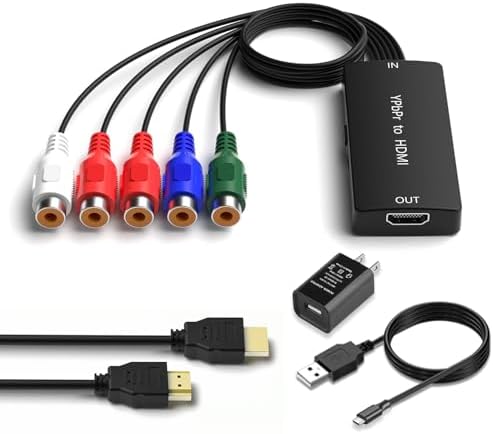 Dingsun (55Pack Component to HDMI Converter, YPbPr/RGB+R/L to HDMI Converter Adapter, Support 720P/ 1080P for DVD, VSH, Blu-Ray Player, Wii, PS2/PS3, Xbox 360, Gamecube and More (Female)