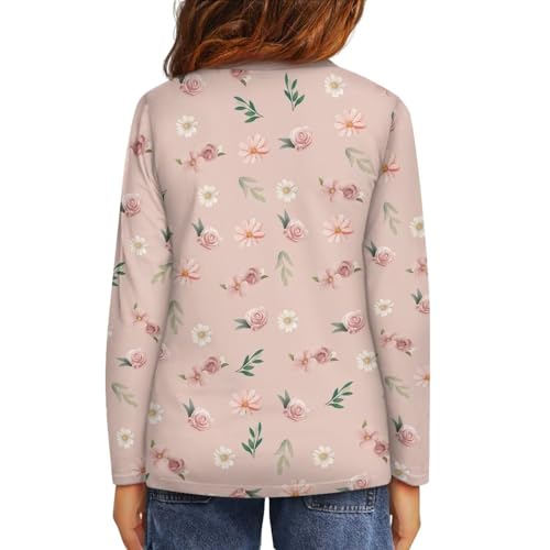 Image of Girls Long Sleeve Shirt with Cute Graphic Casual Pullover Tops 3-16Y
