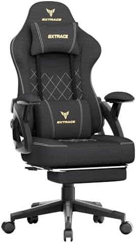 （13:30時点） GXTRACE ゲーミングチェア ファブリック オフィスチェア 蒸れない 椅子 デスクチェア オットマン付き 145°リクライニング ゲームチェア 快適デスクチェア 在宅ワーク ゲーム用 ブラック