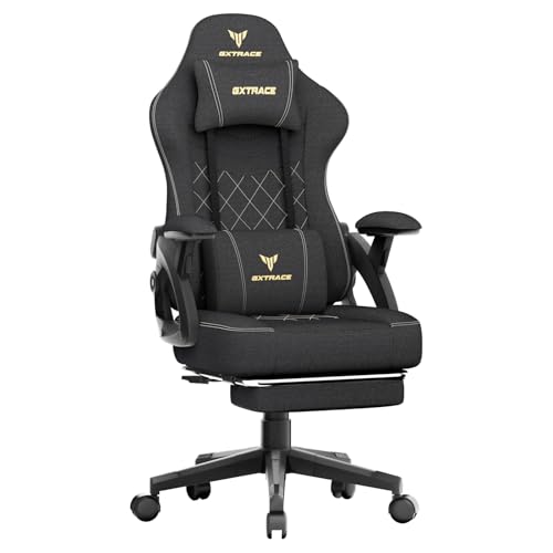 22% off - GXTRACE ゲーミングチェア ファブリック オフィスチェア 蒸れない 椅子 デスクチェア オットマン付き 145&deg;リクライニング ゲームチェア 快適デスクチェア 在宅ワーク ゲーム用 ブラック