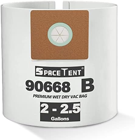 SpaceTent 20 Pack Shop Vac Type B Bags, Part # 90668 9066833 - Compatible with Shop Vac 2-2.5 Gallon Vacuum and 2.5 gallon All Around EZ Vacuum, Filter Bags 90668