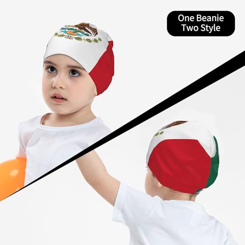 Flag of Mexico Children Hip Hop Knitted Hat Kids Elastic Leisure Knit Cap Warm Sleep Beanies Black4
