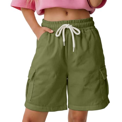 Girl'S Wide Leg Shorts Cargo Casual Shorts Elastic Summer Bottoms with Pockets 5 16 Years con Bolsillos prácticos