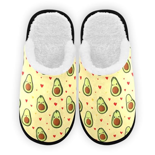 Drawn Yellow Cartoon Avocado Slippers For Women Men Soft Memory Foam Non-Slip Fruit Winter Indoor House Shoes Travel Slipper