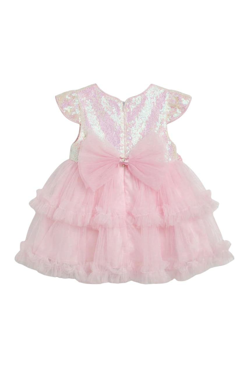 SIRRI Rosa Pailletten-Tüllkleid & Haarband-Set für Babys, Tutu-Geburtstags- und Hochzeitsoutfit