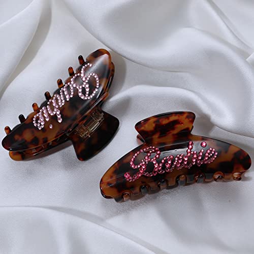 Personalized Hair Claw Clips Custom Rhinestone Name Number Banana Clips Hair Claw, French Design Barrettes Accessories For Women Girls, Cellulose Acetate Claw Hair Clips 4'' (Tortoise) #TOP6