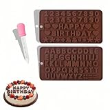 Silicone Letter and Number Chocolate Molds, 2 Pack Food Grade Alphabet Candy Baking Molds with Symbols, for DIY Chocolate, Candy, Jelly, Cake Decorating