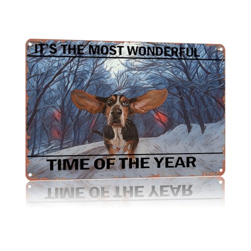 Basset Hound Wonderful Time Of The Year Vintage Metal Sign，Poster