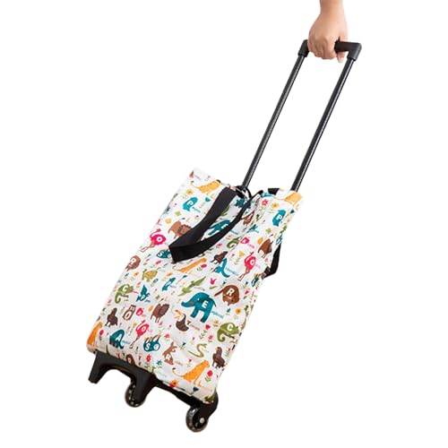Carrito De La Compra con Ruedas - Bolso Grande Plegable,Carrito De Compras Reutilizable para Alimentos | para Viaje Camping Exterior Playa Tienda Mercado Almacenamiento Hogar
