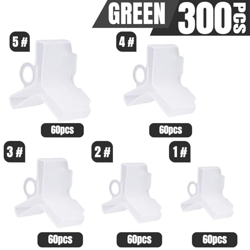 Leitee 300 Pcs Treble Hook Covers Assorted Sizes Fishing Hook Protector Bonnets Guard Safety Cap Protector, 5 Sizes(White Gray) by Leitee - Image 3