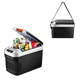 fridge raffreddatore per Auto Elettrico, Mini Frigorifero Portatile 12V per Esterno, Campeggio, con Tracolla e Cavo di Alimentazione, 25L Nero