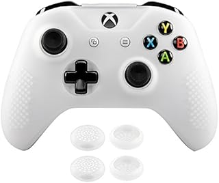eXtremeRate Soft Anti-slip Silicone Case Cover Thumb Stick Grip Caps Protector Skins for Xbox One X & One S Controller Semi-transparent Clear