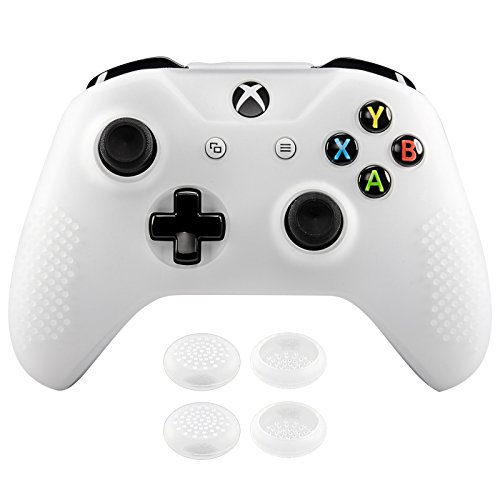 eXtremeRate Soft Anti-Slip Silicone Case Cover Thumb Stick Grip Caps Protector Skins for Xbox One X S Controller - Semi-Transparent Clear