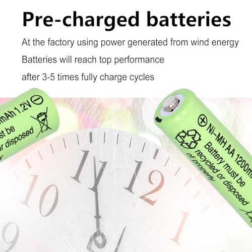 Ni-MH Rechargeable AA Batteries,1.2V 1200mAh High Capacity Pre-Charged Double A Solar Battery for Garden Landscaping Solar Lights, String Lights Pathway Lights,Mouse, Keyboard (Pack of 12) - Thumbnail 6
