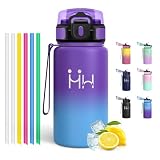 Motswedi Borraccia Termica 500 ml, con Cannuccia, Borraccia Acciaio Inox, per Bevande Calde e Freddo, Borracce Termiche, per Bici, Campeggio, Sport, Palestra, Viola pallido & azzurro cielo