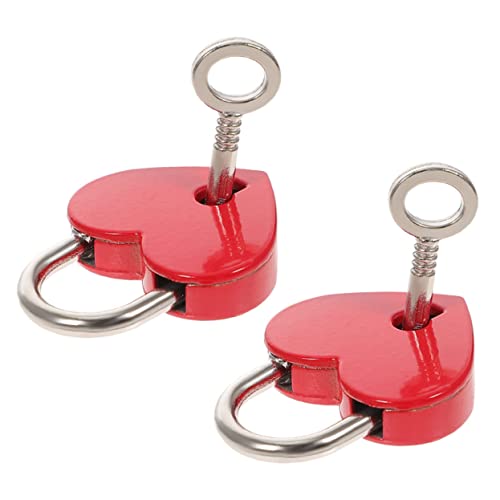 HOMSFOU 2セット 小型愛心南京錠 鍵付きミニパドロック 軽量コンパクト ジュエリーボックス 日記バッグ用 トラベルロック 贈り物に